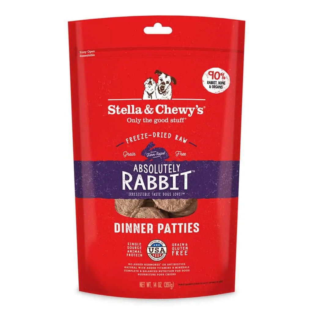 Absolutely Rabbit Freeze Dried Raw Dinner Patties - Freeze Dried Dog Food - Stella & Chewy's