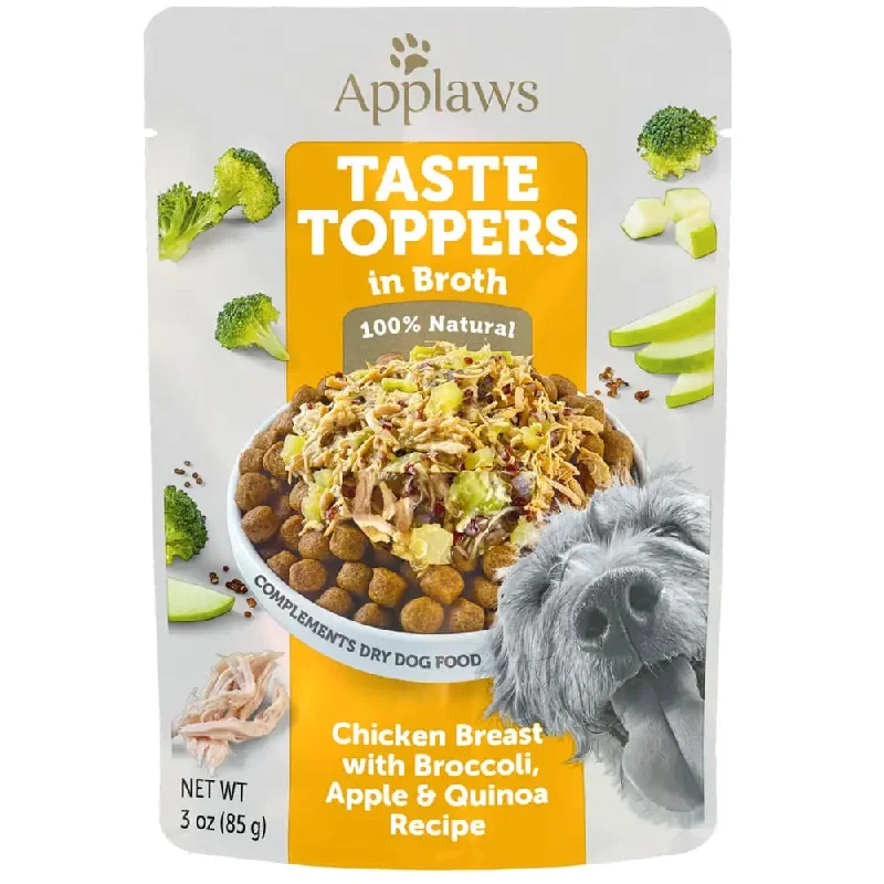 Applaws Taste Toppers Wet Dog Food with Broth Chicken Breast w/ Broccoli, Apple, Quinoa 3oz 12/cs