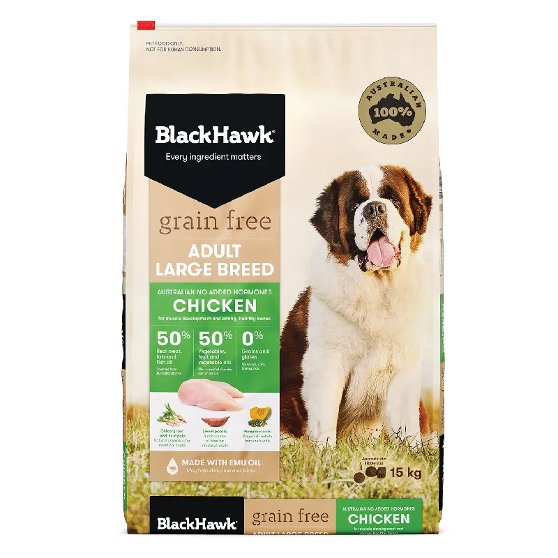 Black Hawk Grain Free Large Breed Chicken Adult Dry Dog Food 15kg