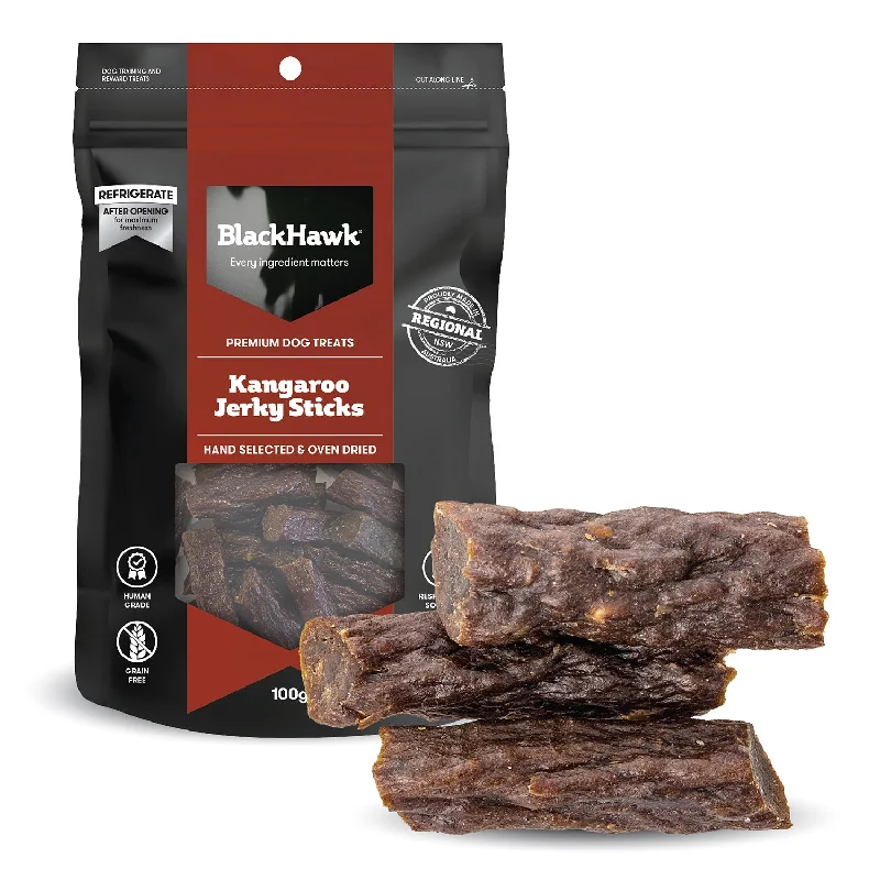 Black Hawk Kangaroo Jerky Sticks Dog Treat 100g