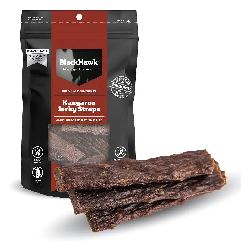 Black Hawk Kangaroo Jerky Straps Dog Treat 100g