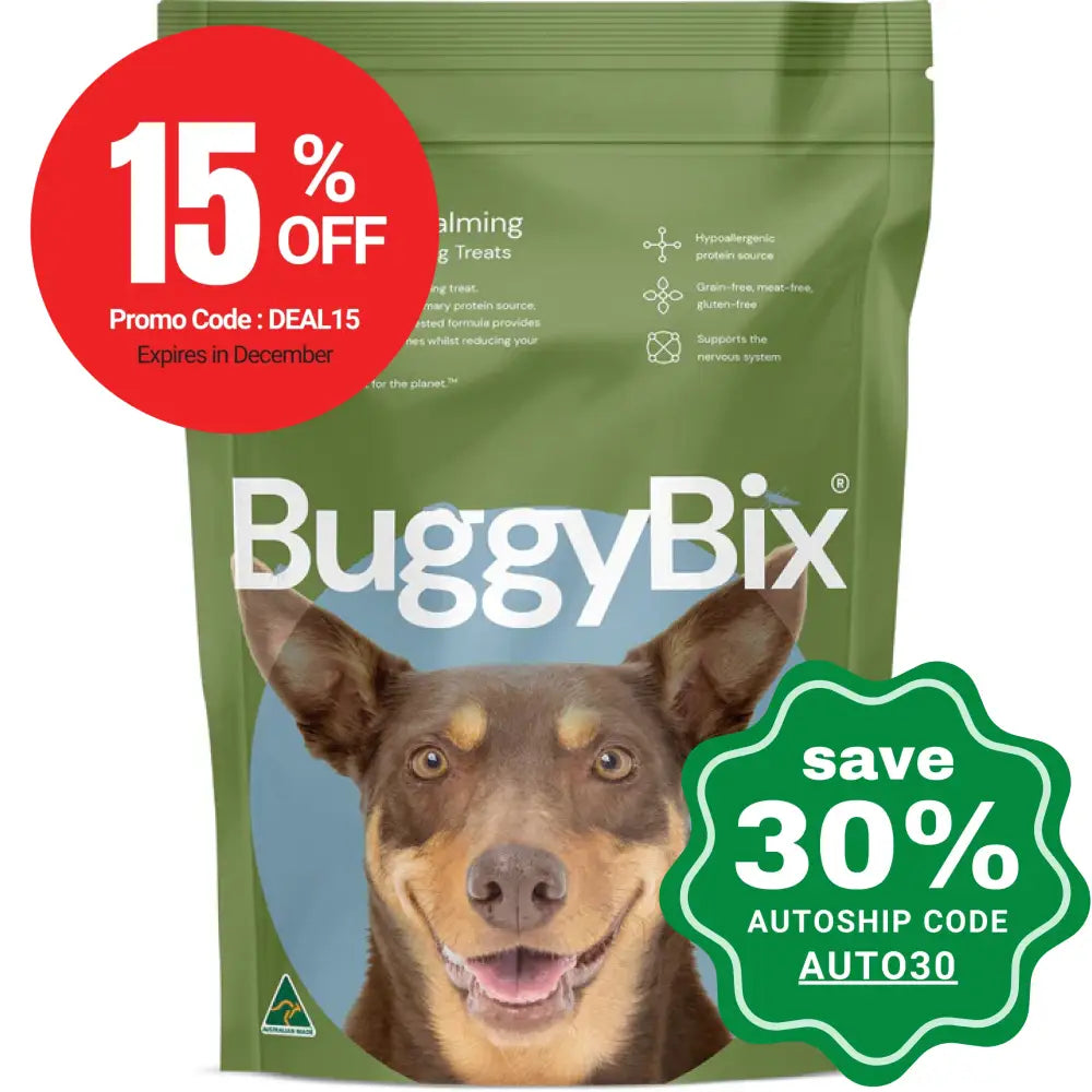 BuggyBix - Dried Treats For Dogs - All Ages + Calming Eco-Protein Training Treats - 170g (EXP: 09/12/2024)