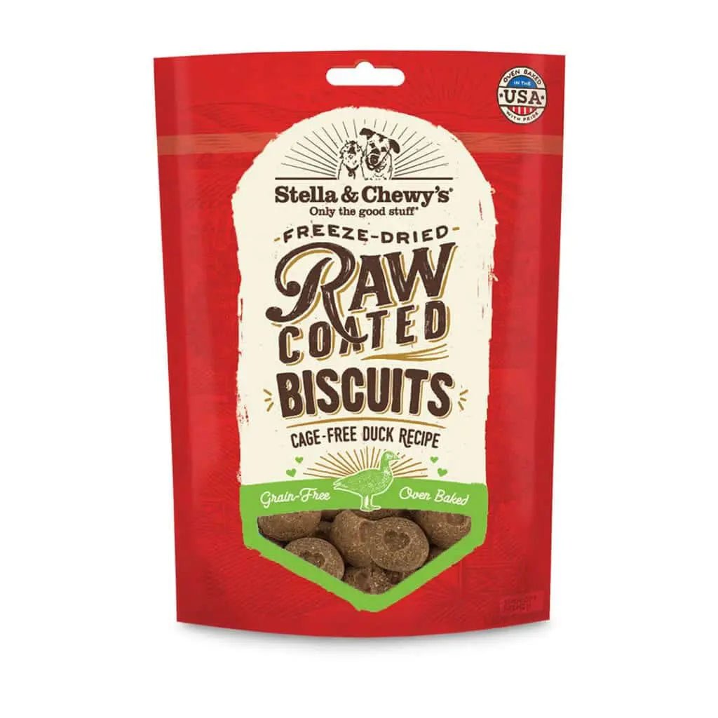 Cage-free Duck Raw Coated Biscuits 9 oz - Freeze Dried Raw Dog Treats - Stella & Chewy's