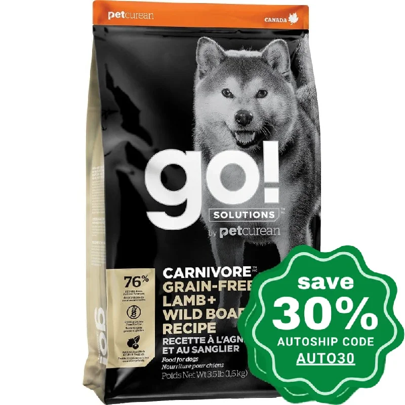 GO! SOLUTIONS - CARNIVORE Dry Food for Dog - Grain Free Lamb + Wild Boar Recipe - 22LB