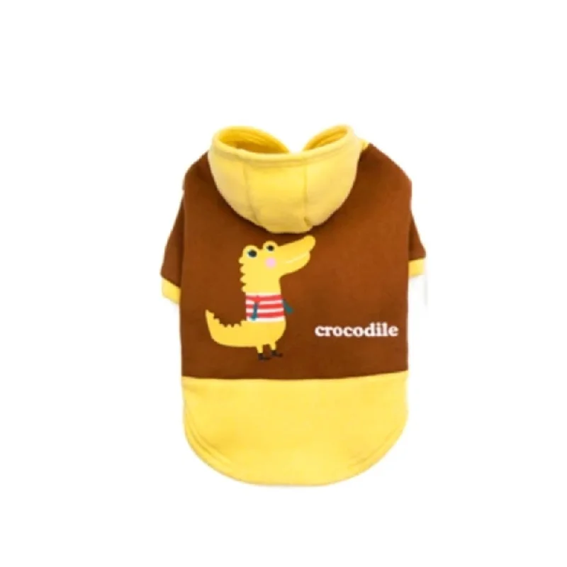 HM Crocodile Brown & Yellow Hoodie - Sweatshirt For Dogs & Cats