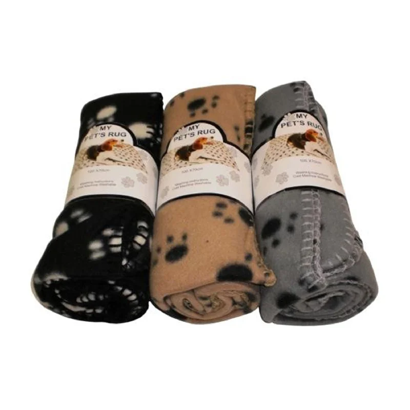 K9 Polar Fleece Blanket with Paw Prints Assorted Colours