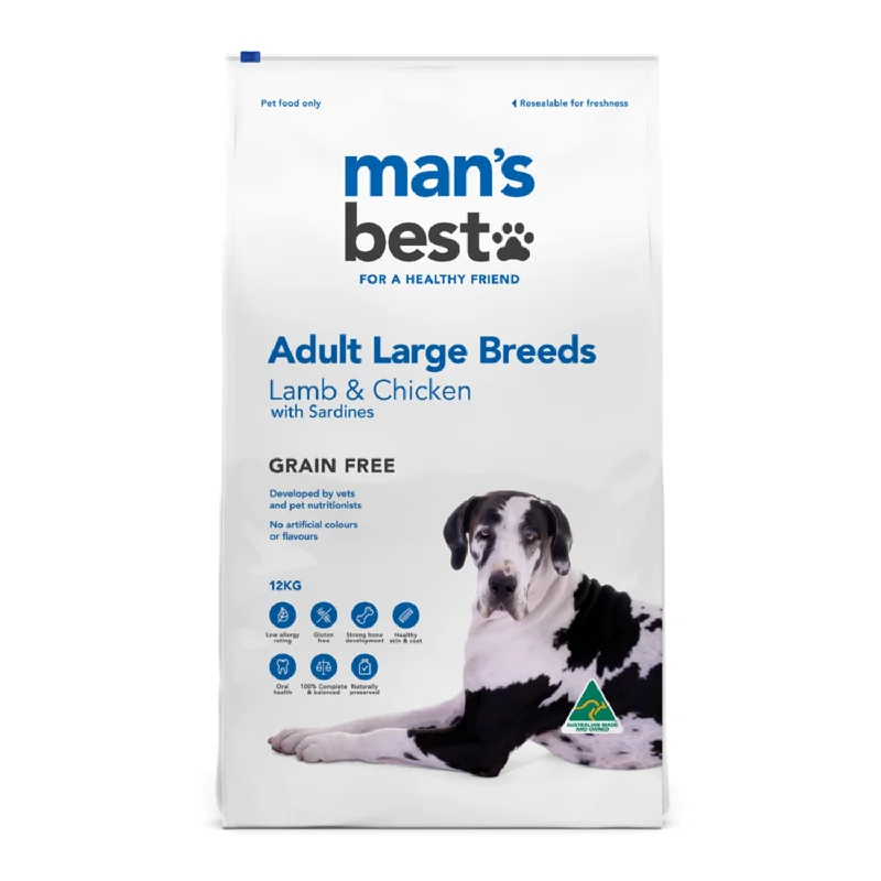 Man's Best Grain Free Large Breed Lamb & Chicken with Sardines Adult Dry Dog Food 12kg