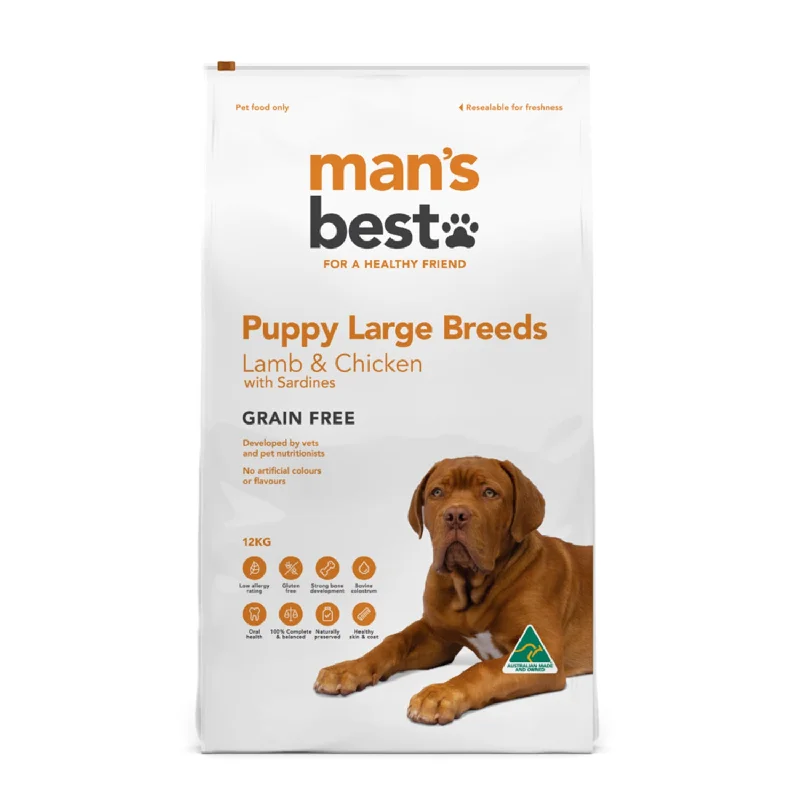 Man's Best Grain Free Large Breed Lamb & Chicken with Sardines Puppy Dry Dog Food 12kg