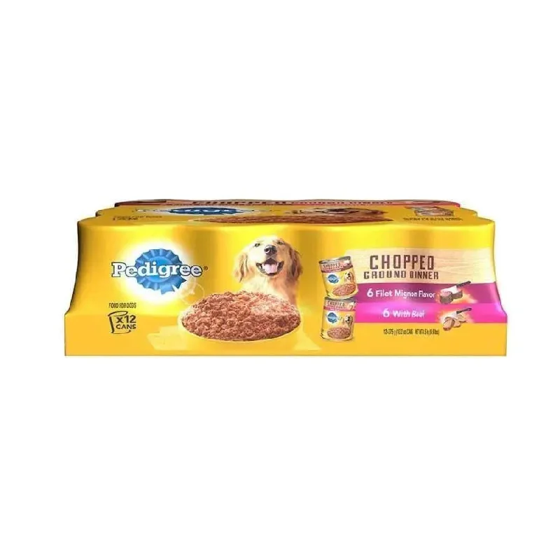 Pedigree Chopped Ground Dinner Multipack Filet Mignon & Beef Dog Food 13.2 oz, 12 pk