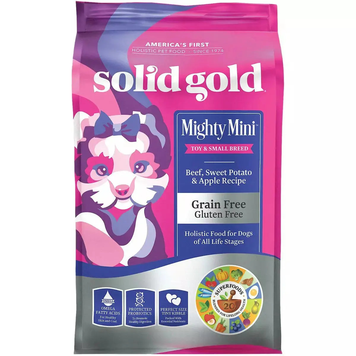 Solid Gold® Mighty Mini™ Grain Free Beef, Sweet Potato & Apple Recipe Toy & Small Breed Dog Food