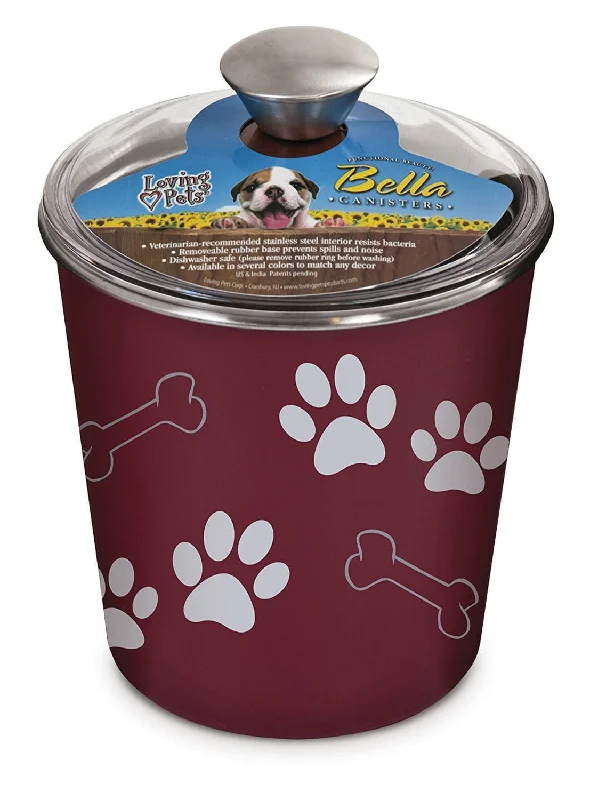 Loving Pets Bella Dog and Cat Treat Canister, Merlot