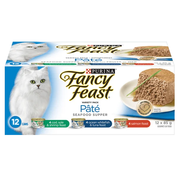 Fancy Feast Seafood Supper Pate Canned Cat Food Variety Pack