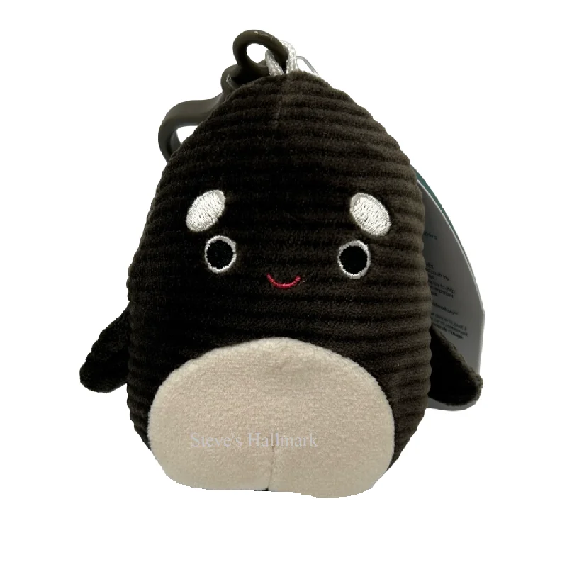 Squishmallow Kai the Orca Killer Whale Corduroy 3.5" Clip Stuffed Plush by Kelly Toy